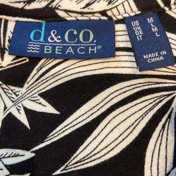 Denim & Co. French Terry Sleeveless Cover Up Dress Black Tropical M - Picture 5 of 11